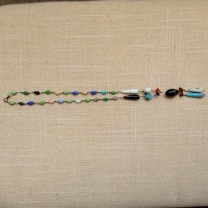 Colorful Vintage Art Deco Glass and Wire Necklace 